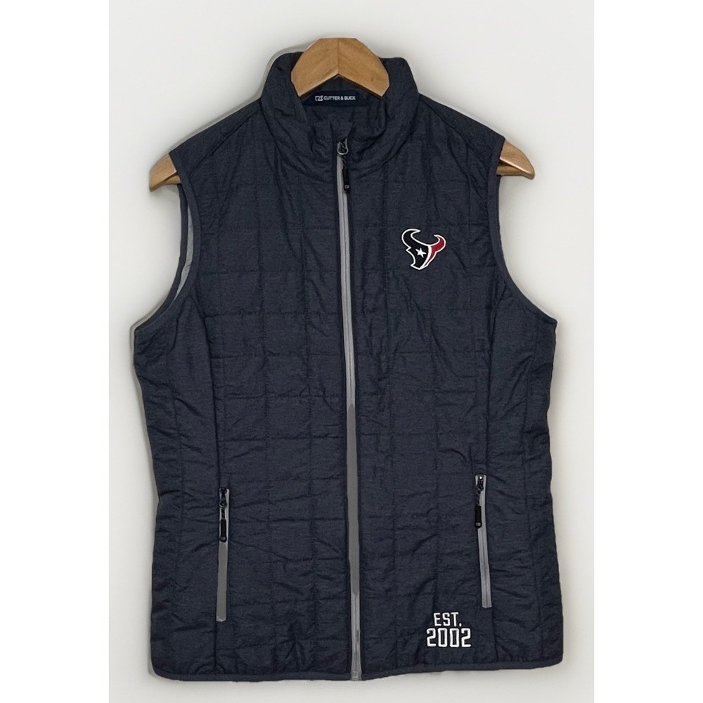 Cutter & Buck Houston Texans Vest Mens M Navy Quilted Full Zip NFL